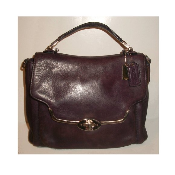 Coach Handbags - Vtg Coach Eggplant Leather Handbag G1369-26624